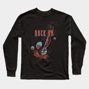 Retro Guitar Rock On Music Lover Long Sleeve T-Shirt